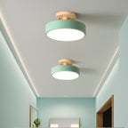 Glarefusion Rotondo Semi Flush Lampada da Soffitto in Legno