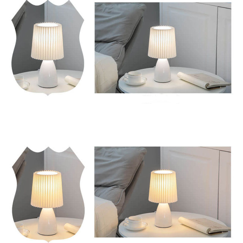 Lampada da Tavolo con Base in Vetro Pieghettato Vintage Nordico a 1 Luce