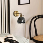 Applique da Parete in Vetro a Tulipano in Ottone Vintage 1 Luce