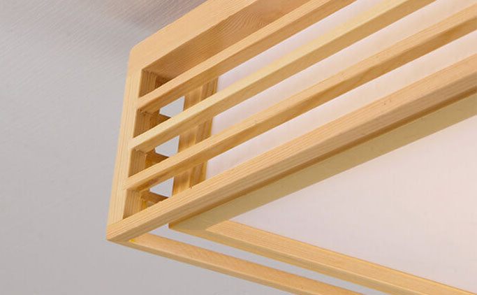 Lampada da soffitto LED quadrata in legno massello nordico stile giapponese