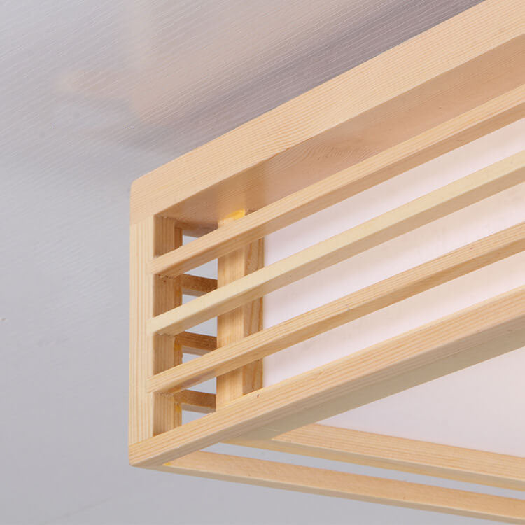 Lampada da soffitto LED quadrata in legno massello nordico stile giapponese