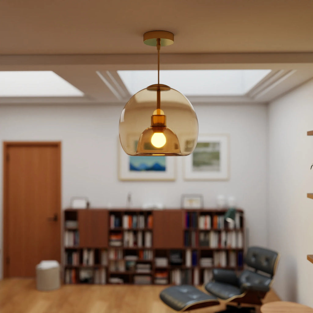 Moderna Semplice Lampada da Soffitto in Vetro di Rame