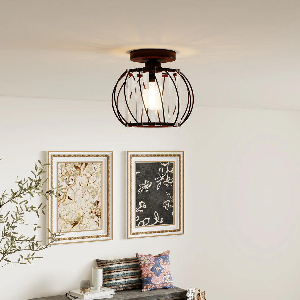 Lampada da soffitto in vetro a forma di lanterna creativa moderna