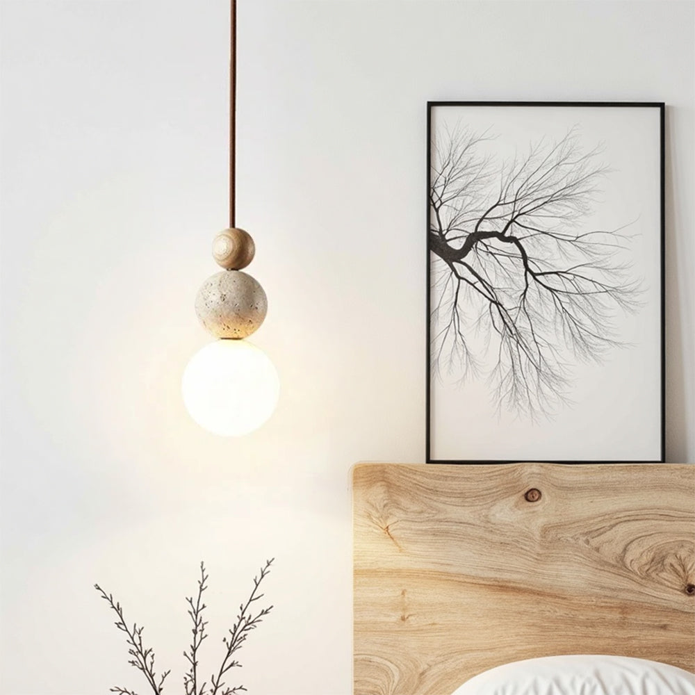 Lampada a Sospensione in Travertino Moderna e Semplice