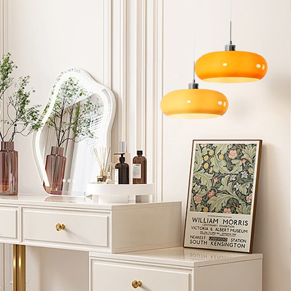 Aurevina | Lampada a sospensione in vetro Bauhaus con paralume in vetro soffiato