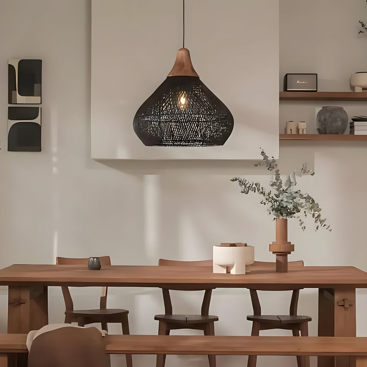 BistroBeam Light - Moderna Lampada a Sospensione in Rattan
