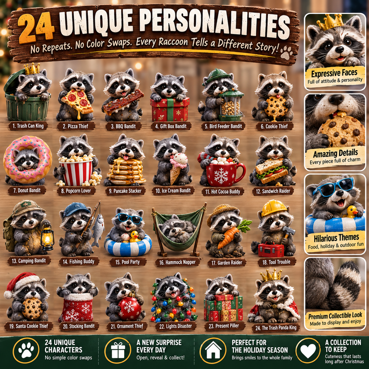 🦝 Calendario dell'Avvento dei Banditi del Giardino – 24 Giorni di Piccole Disavventure