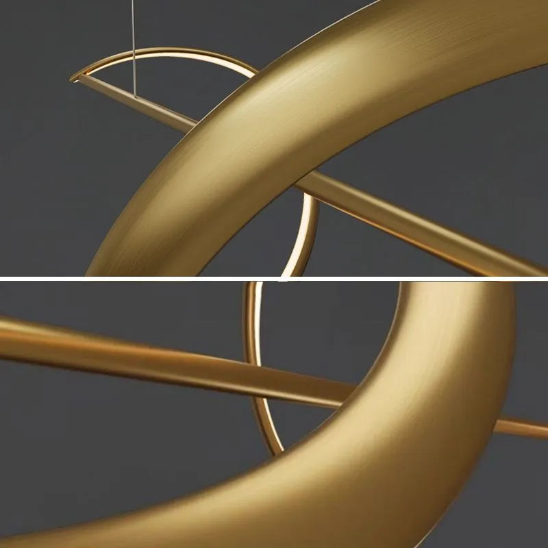 Lampada a Sospensione Zelin Wave Designer Minimalista, Metallo, Ottone/Nero