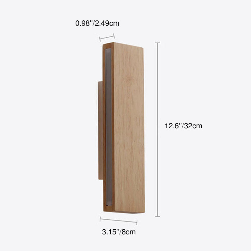 Applique da Parete Lampada LED Acrilico in Legno Massello Rettangolare Piatto Rotabile Nordico Contemporaneo