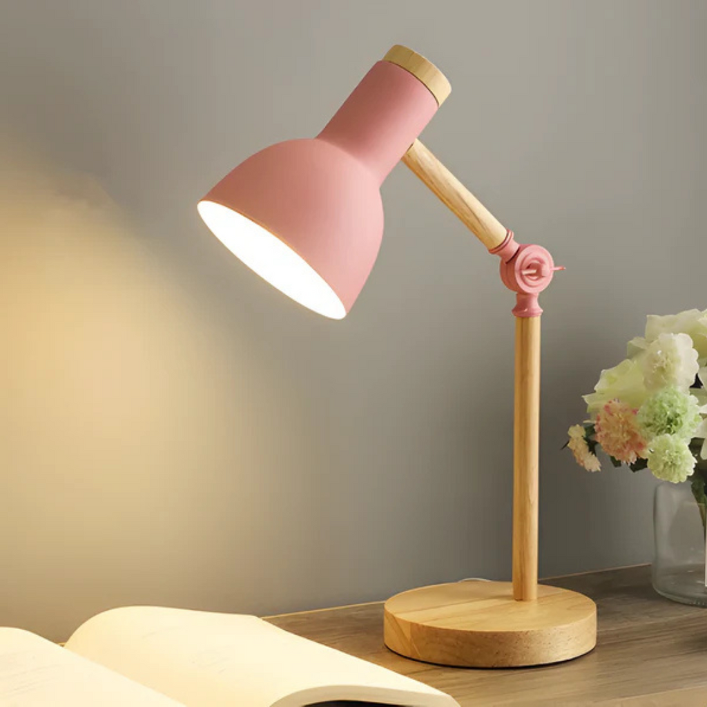 Lampada da Tavolo LED Regolabile Moderna in Legno e Metallo 1 Luce