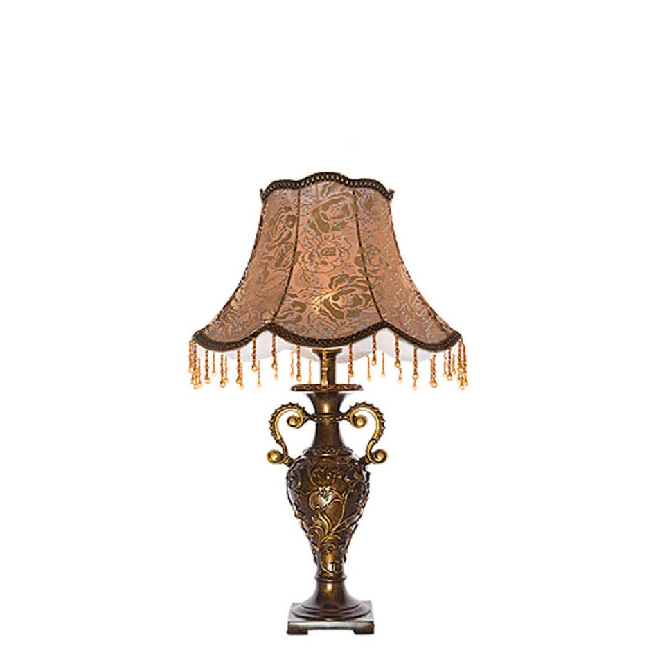 Lampada da Tavolo Antica in Tessuto Vintage Europeo a 1 Luce