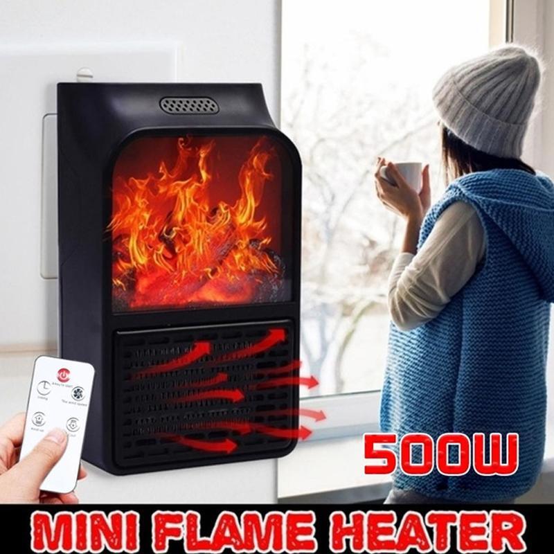 PTC Wandkachel 500W con Effetto Fiamma – Stufetta Elettrica Compatta