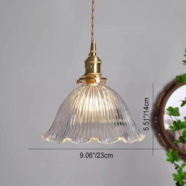 Lampada a Sospensione 1 Luce in Rame Noce Vetro Minimalista Moderna Nordica