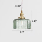 Lampada a Sospensione Circolare in Vetro Texture Ottone