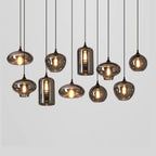 Sospensione LED in Vetro Grigio Fumo Moderno a 1 Luce
