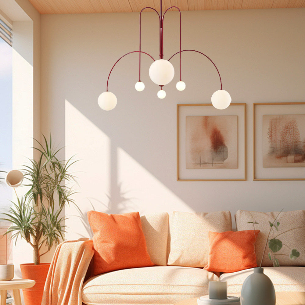 Lampada a Sospensione Moderna in Vetro Bianco Rotondo