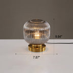 Lampada da Tavolo Ovale in Vetro Striato Nordico con Design a 1 Luce