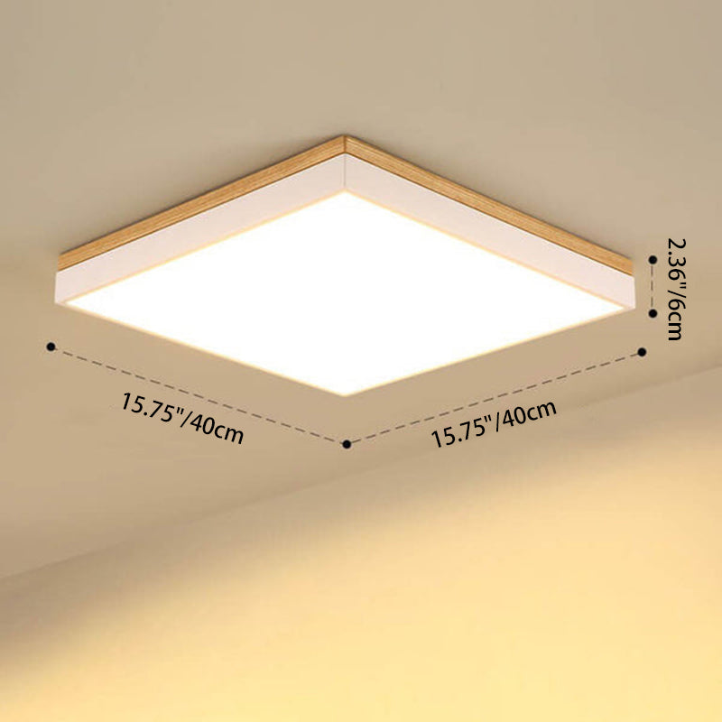Lampada da soffitto LED quadrata rettangolare in legno massello acrilico minimalista moderna per soggiorno