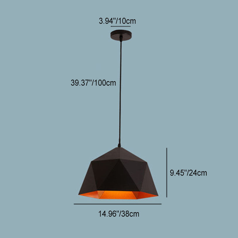 Moderna Lampada a Sospensione in Ferro Geometrica a Rombo con 1 Luce