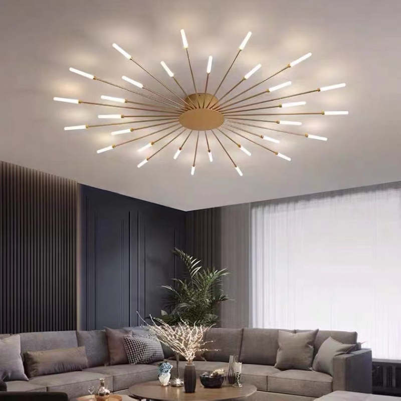Wesley Flush-Mount Ceiling Light Fuochi d'Artificio, Nero/Oro