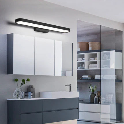 Lampada da Parete Moderna in Metallo Luxa con Specchio Frontale, Curvata, Nera/Caffè