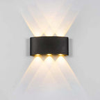 Lampada da parete esterna rettangolare moderna in metallo Tronix, Nero/Bianco, effetto onda d'acqua