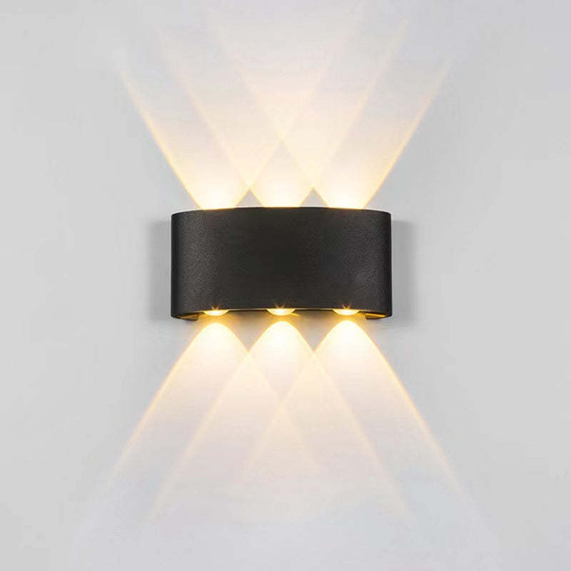 Lampada da parete esterna rettangolare moderna in metallo Tronix, Nero/Bianco, effetto onda d'acqua