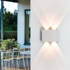 Lampada da parete esterna rettangolare moderna in metallo Tronix, Nero/Bianco, effetto onda d'acqua