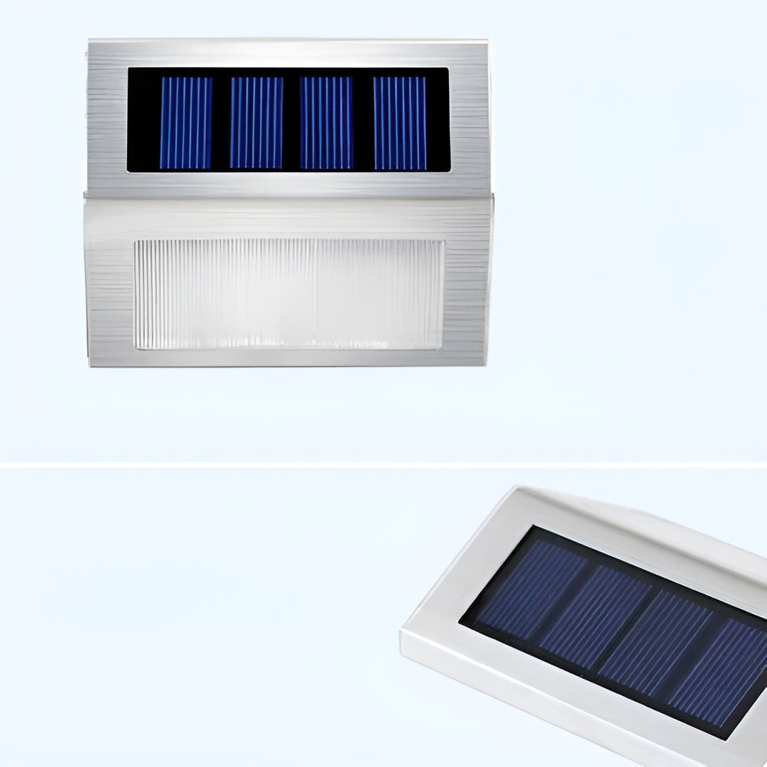 Set di 2 Lampade da Scale Solari a LED – Illuminazione Esterna Resistente alle Intemperie in Acciaio Inossidabile per Giardino e Cortile