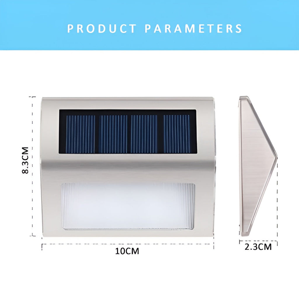 Set di 2 Lampade da Scale Solari a LED – Illuminazione Esterna Resistente alle Intemperie in Acciaio Inossidabile per Giardino e Cortile