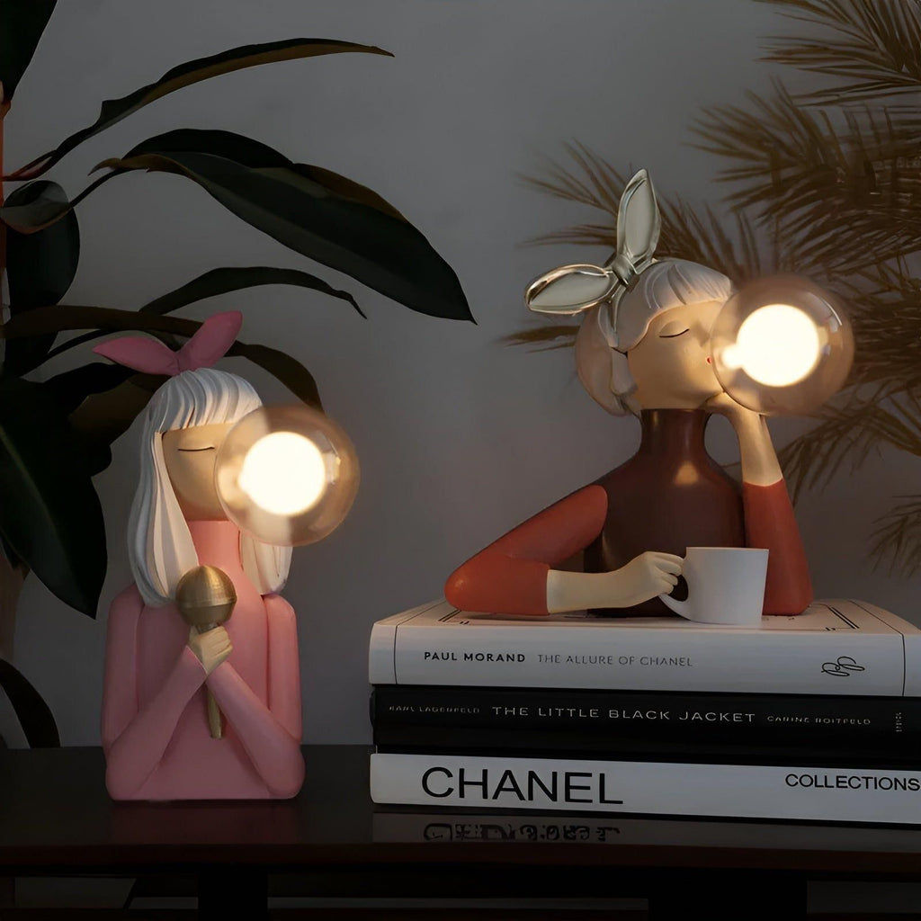 Luce notturna con effetto bolle – USB Bubble Girl Ornamento Lampada da Tavolo per una casa accogliente