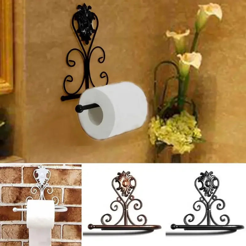 Set di 2 supporti per carta igienica vintage da parete per bagno