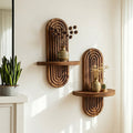 2pcs Mensola in Legno con Retro Curvo Flottante
