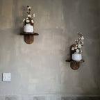 2pcs Mensola in Legno con Retro Curvo Flottante