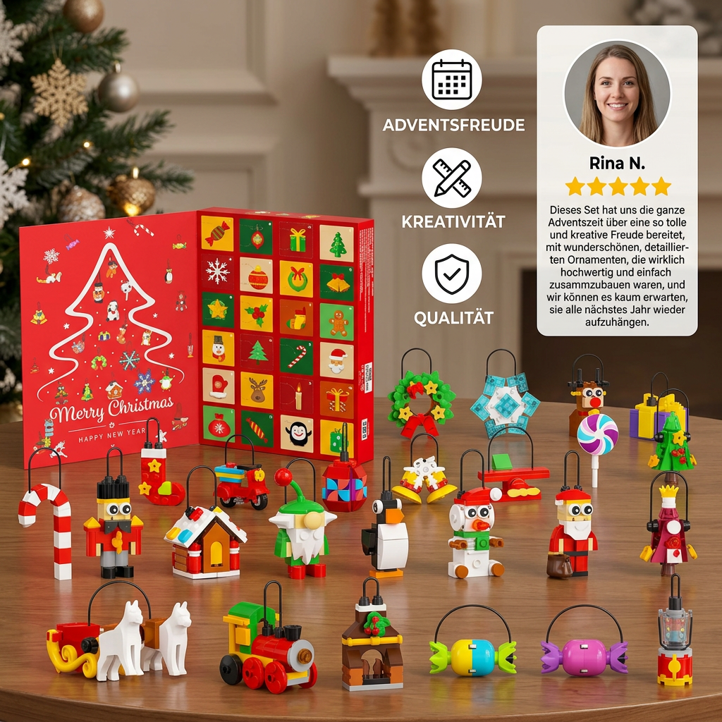Calendario dell'Avvento con mattoncini decorativi di Natale