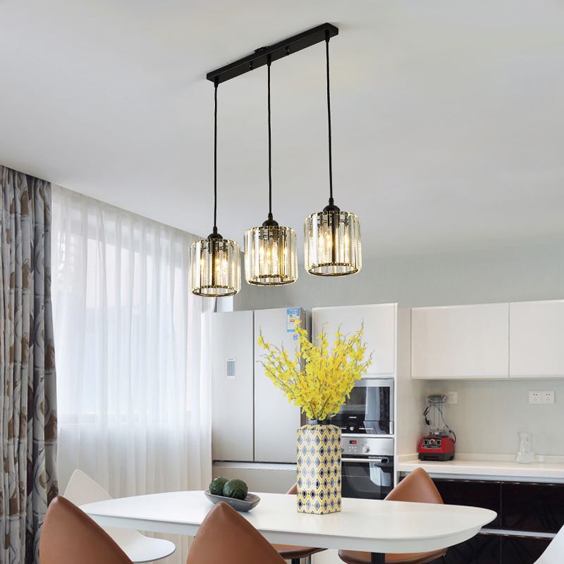 Lampadario a Cluster con Paralumi in Vetro Cilindrico