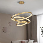 Lampadario a sospensione in metallo/acrilico LED Kristy Modern Ring, Nero/Oro