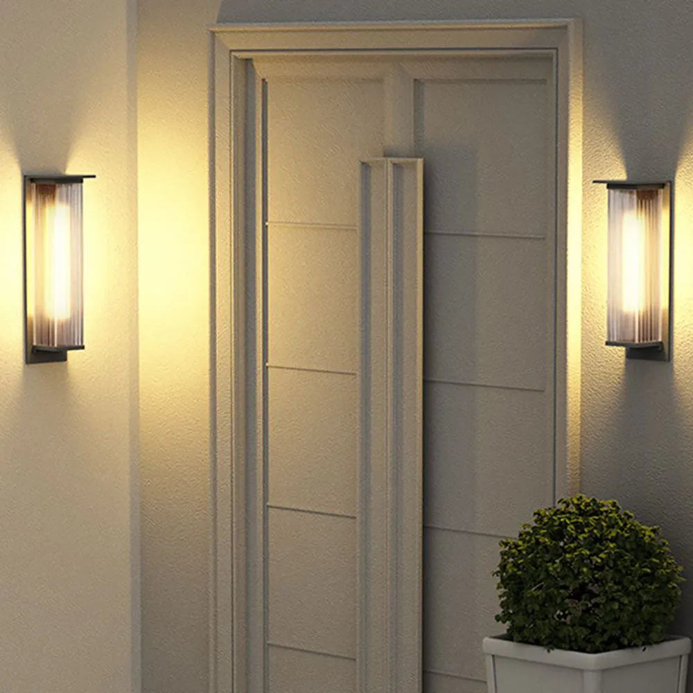 Lampada da Parete Esterno Moderna Rectangolare in Metallo Ray, Nera