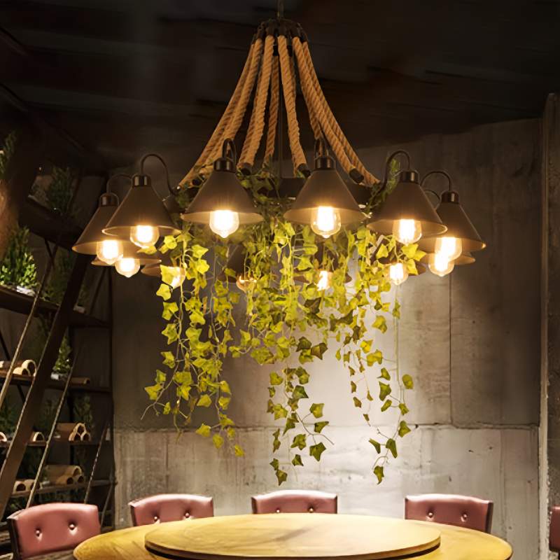 Lampadario Retro LED Arisha in Metallo Nero per Ristoranti/Bar/Soggiorni