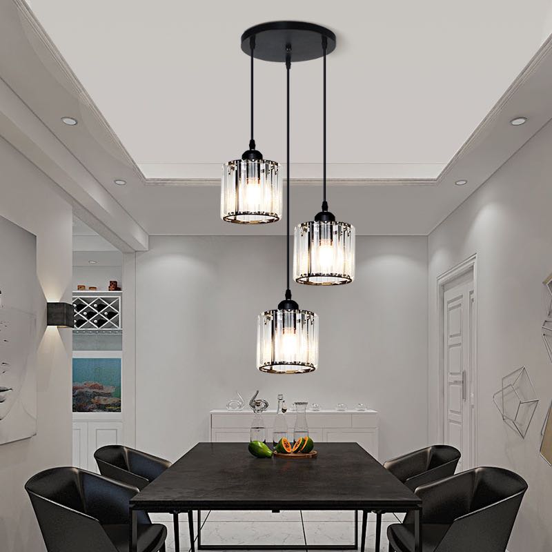 Lampadario a Cluster con Paralumi in Vetro Cilindrico