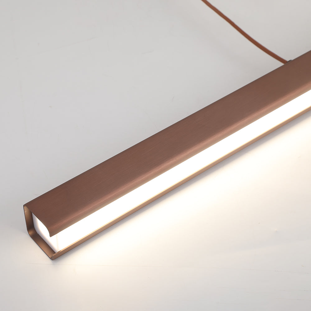 Lampada a sospensione LED in metallo lineare moderno Thala Nera/Marrone