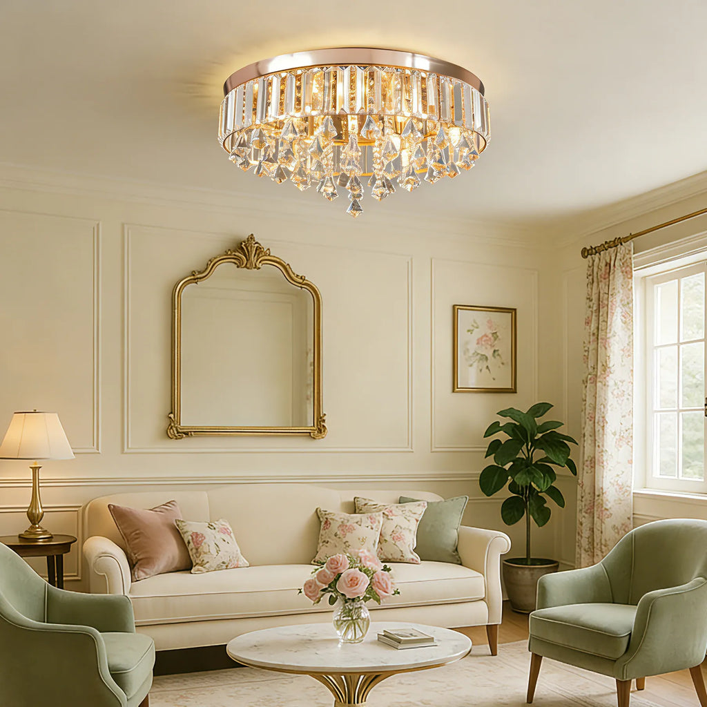 Moderna Luce da Soffitto Rotonda in Cristallo
