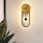 Lampada da Parete Orologio Nordic Arisha, Oro e Nero