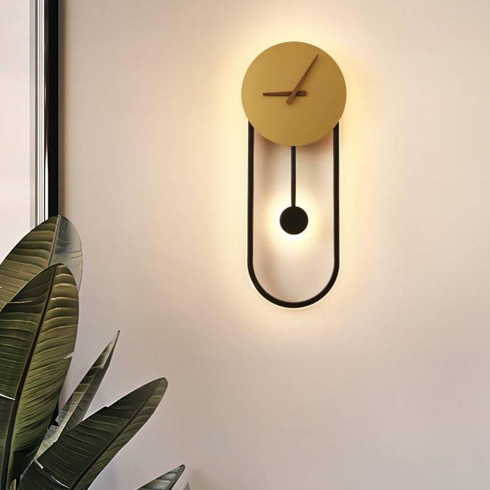 Lampada da Parete Orologio Nordic Arisha, Oro e Nero