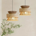 Lampada a sospensione in rattan intrecciato giapponese Wabi-Sabi