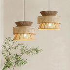 Lampada a sospensione in rattan intrecciato giapponese Wabi-Sabi