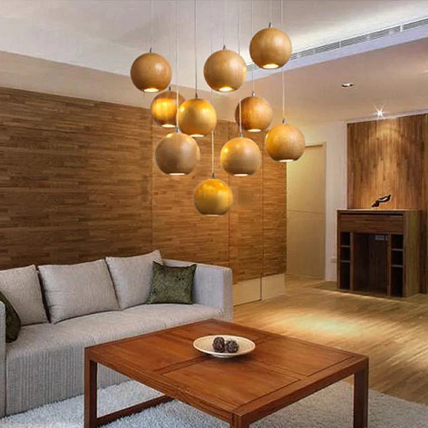 Frendorf | Lampada a sospensione in legno a forma di sfera | Design moderno e naturale