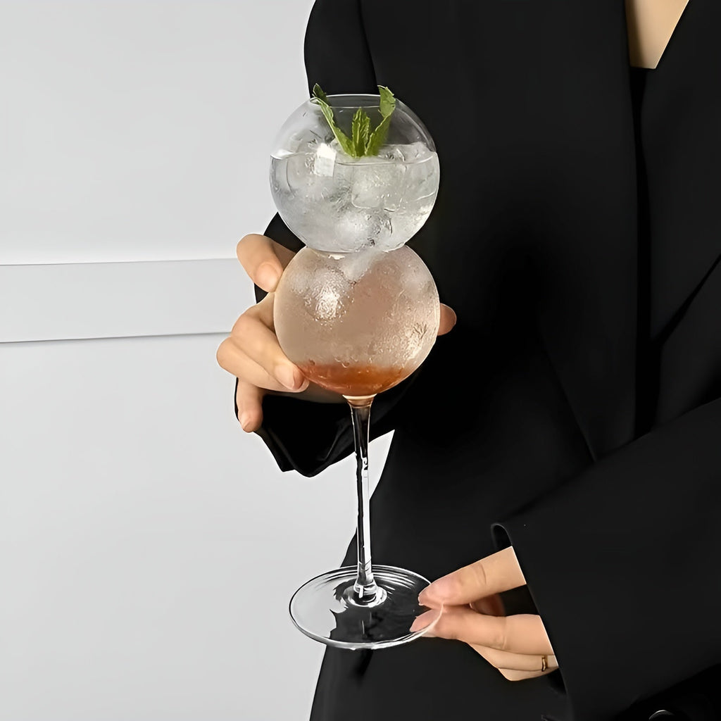 Set di 2 Bicchieri in Vetro a Forma di Sfera – Eleganti e Decorativi | Perfetti per la Casa e Occasioni Speciali