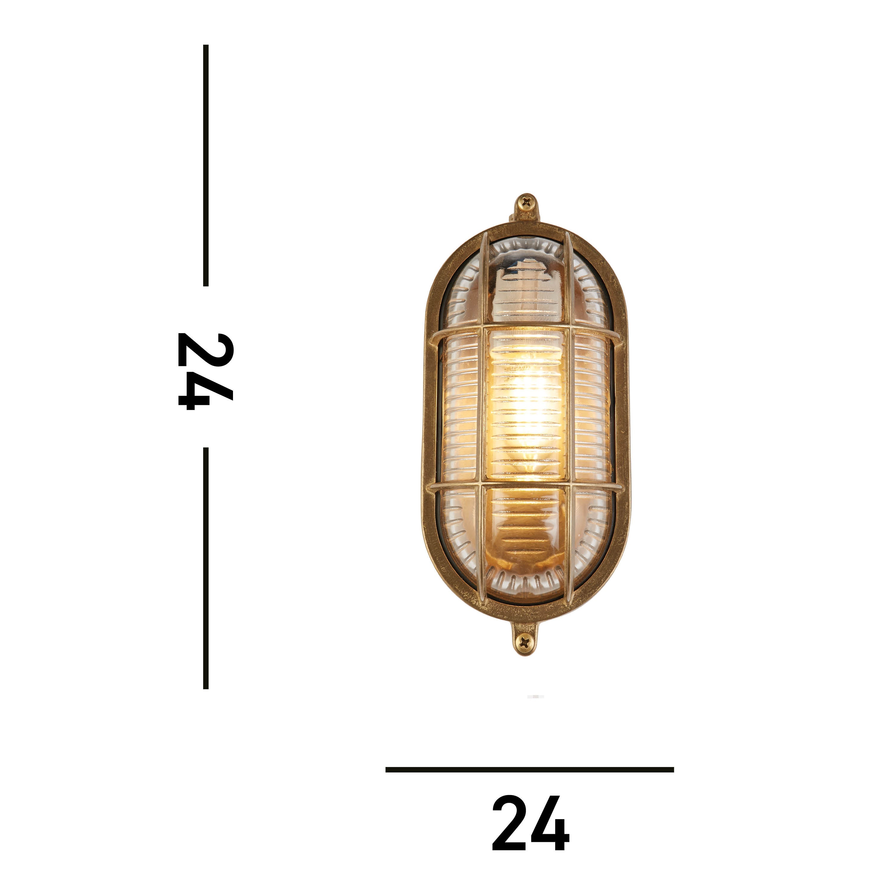 Applique da Esterno Ovali in Ottone Massiccio IP64 - Vetro Rigato