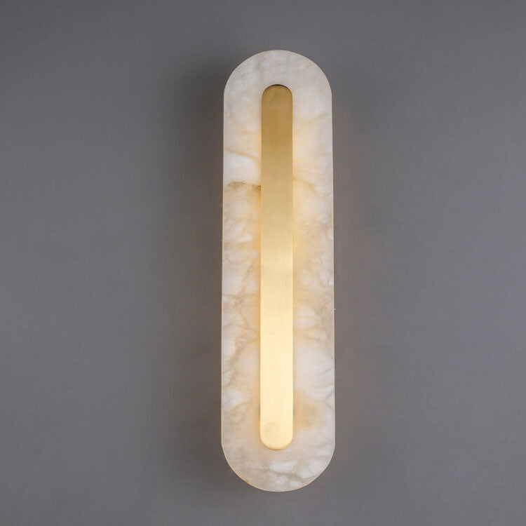 Applique da Parete LED in Ottone e Marmo di Lusso Leggero a Forma Ovale e Quadrata